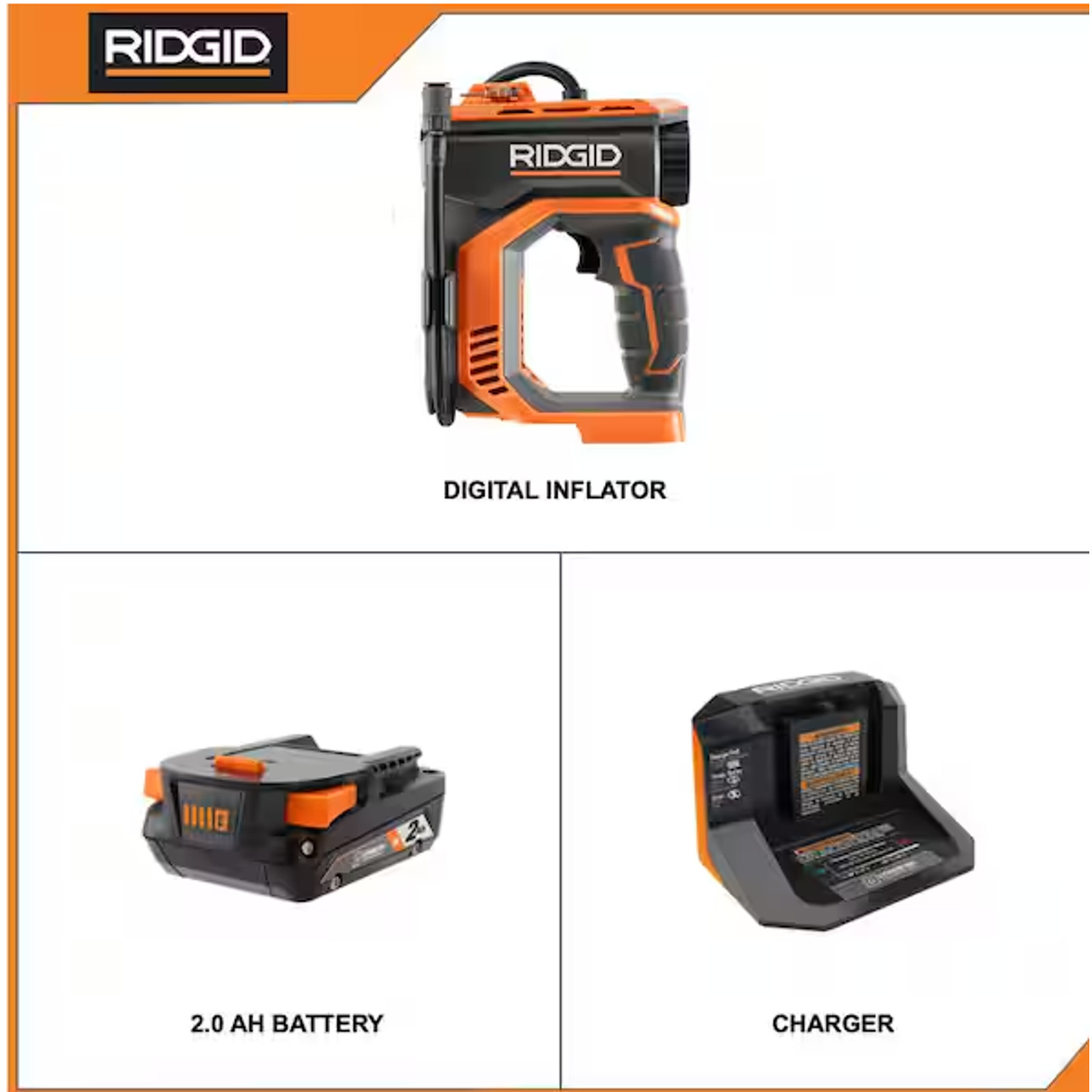 18V Cordless Portable Inflator Kit with 2.0 Ah Battery and Charger r87044k