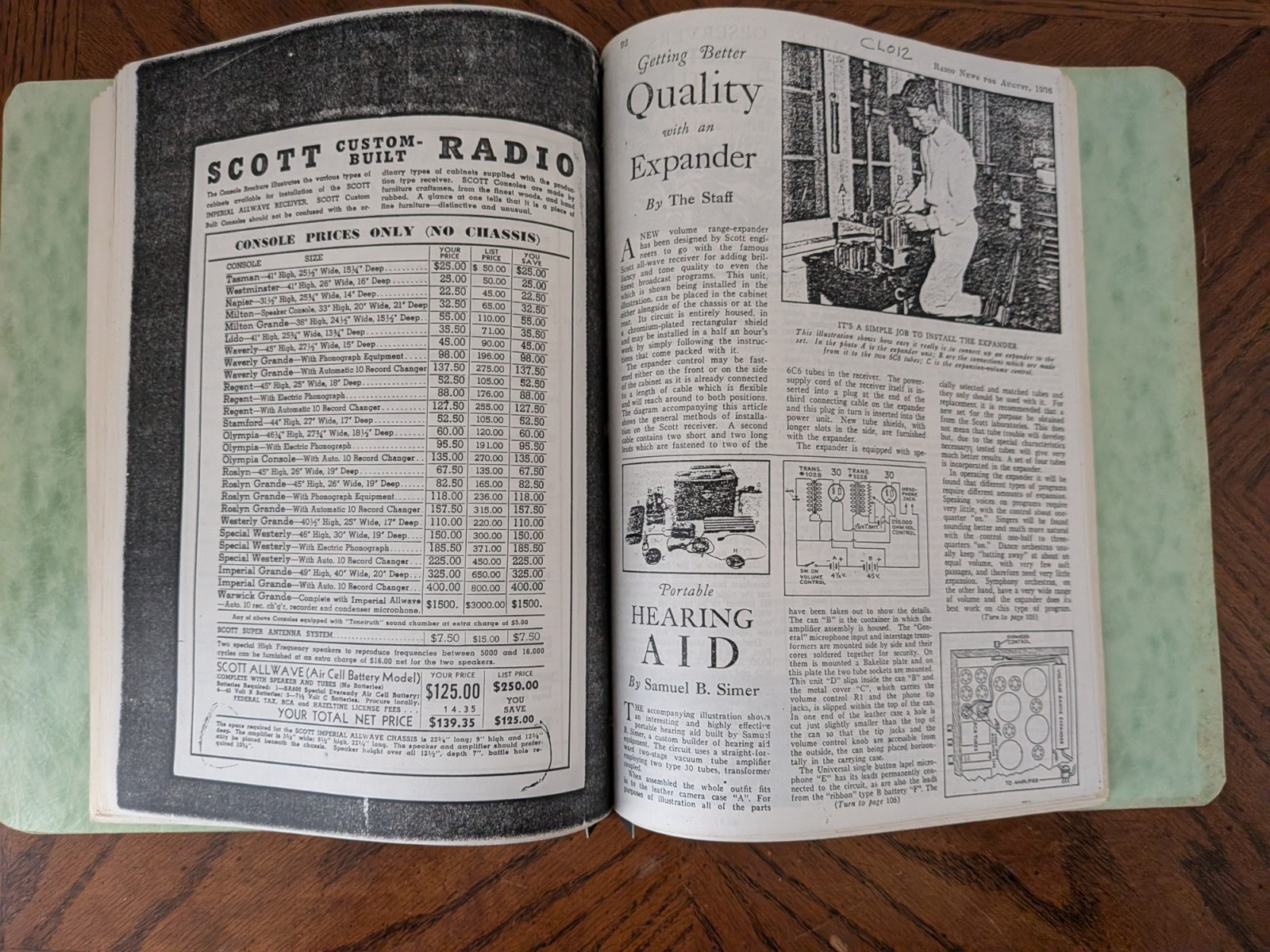 EH Scott 1936 Allwave Imperial Photocopy Documentation Book