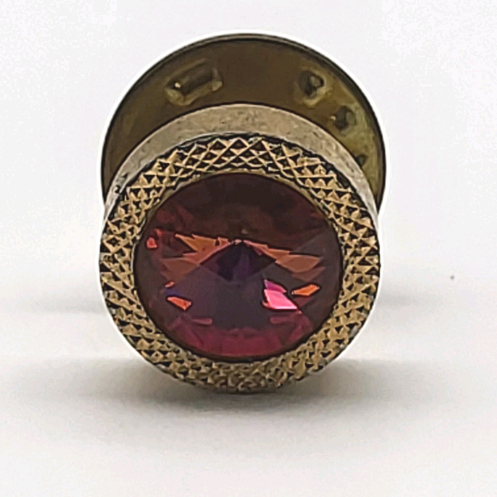 Dapper Vintage Rivoli red rhinestone tie tack lapel pin Preppy Hipster