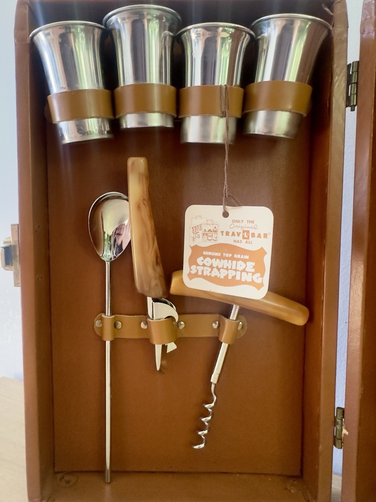 Vintage Trav-L-Bar Portable Cocktail Case • Complete With Barware & Key • MCM