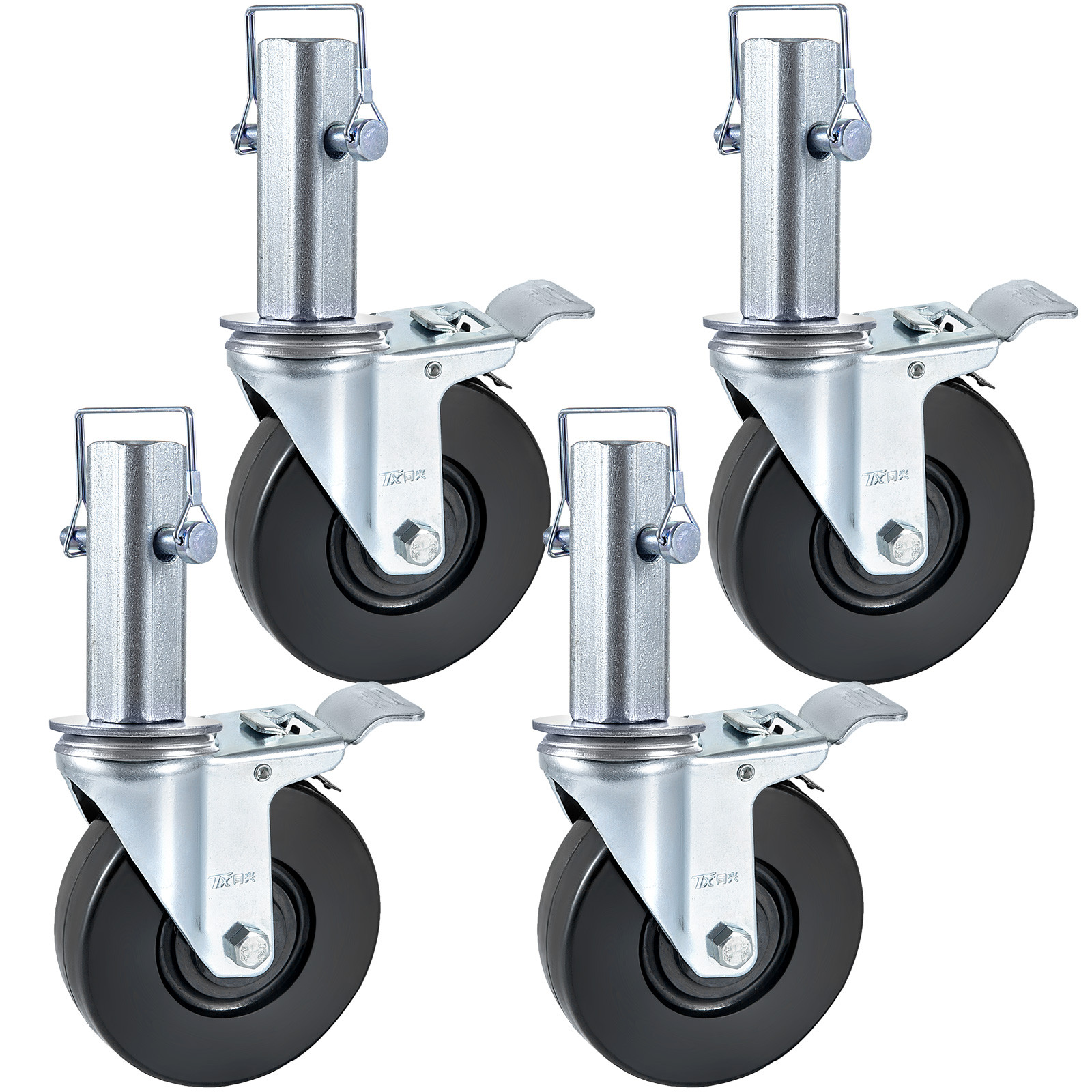 5" Scaffolding Rubber Swivel Caster w/ Dual Lock 440LBS Capacity 4 Pack