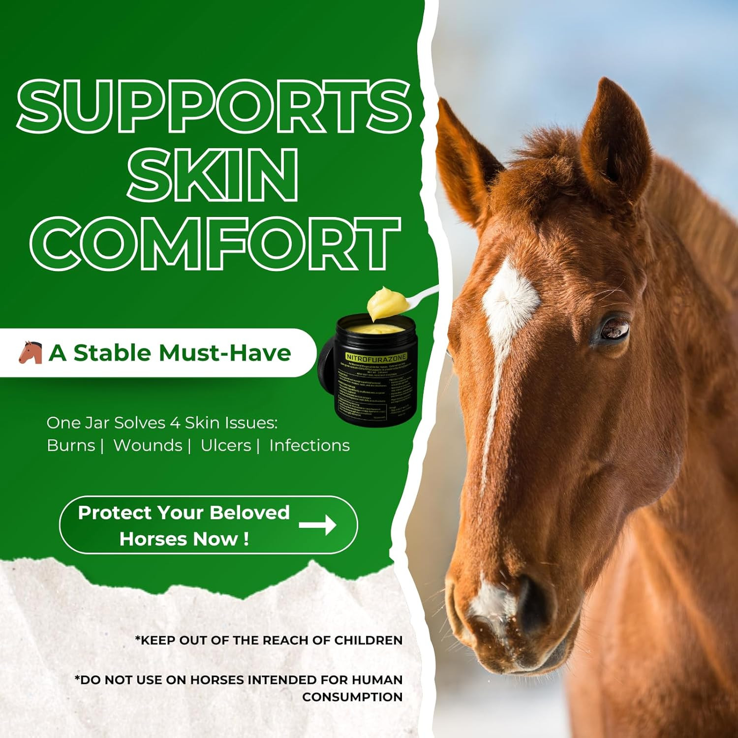 Treatment for Horses,Nitrofurazone,Natural Equine Wound Care,1Lb