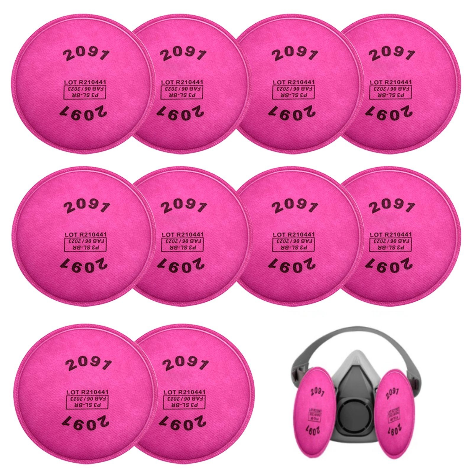 10PCS (5Pack) 2091 P100 Particulate Filter Cotton, Installed on Filter Retainer