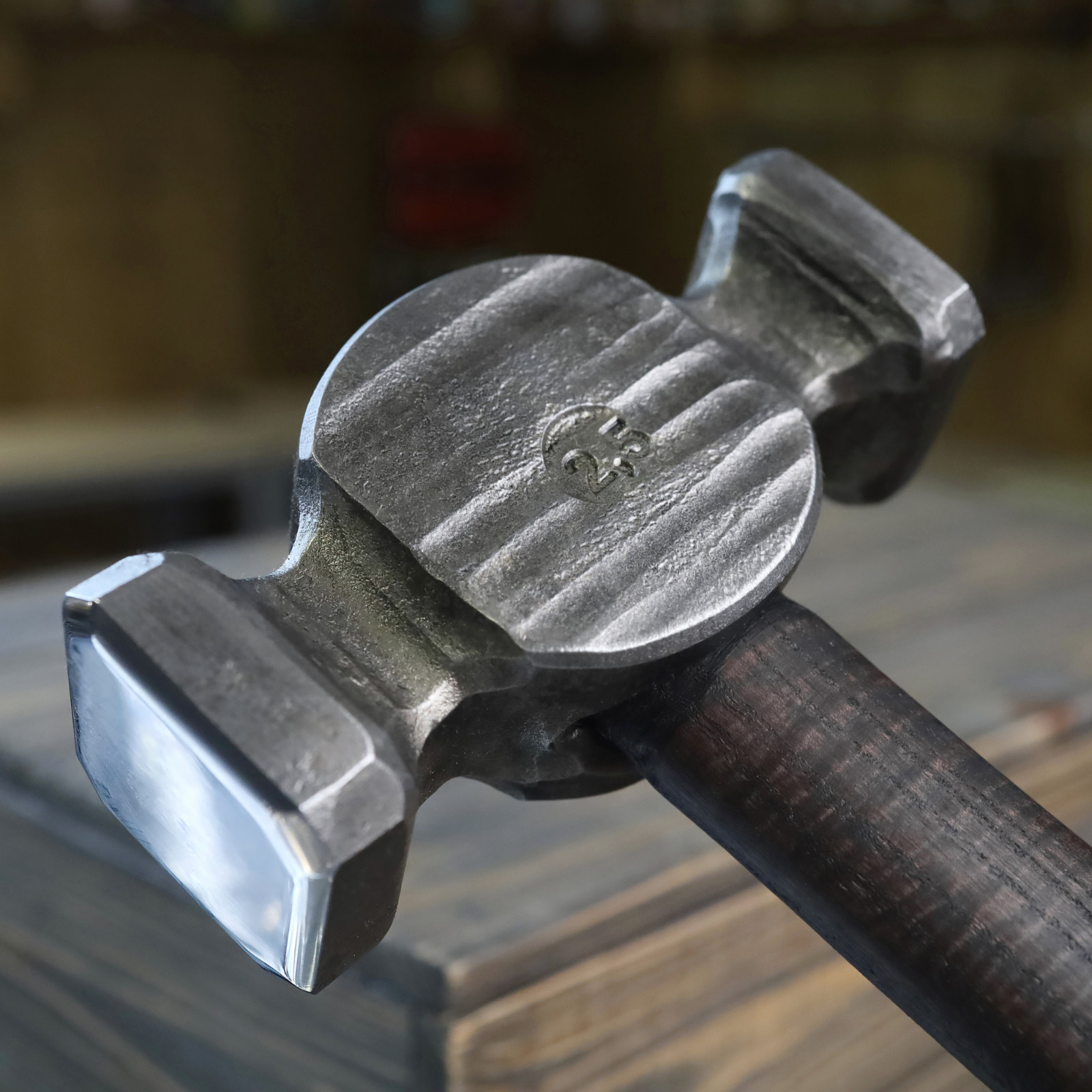 Blacksmith Rounding Hammer 2.5 lb Hand Forged C70W2 Steel Ash Handle Double Face