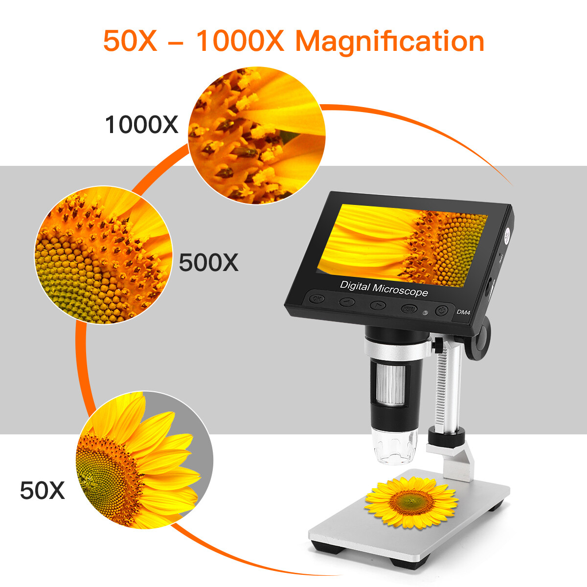 Microscope LCD Digital Coin Microscope 1000x Coin Magnifier 8 Adjustable Lights