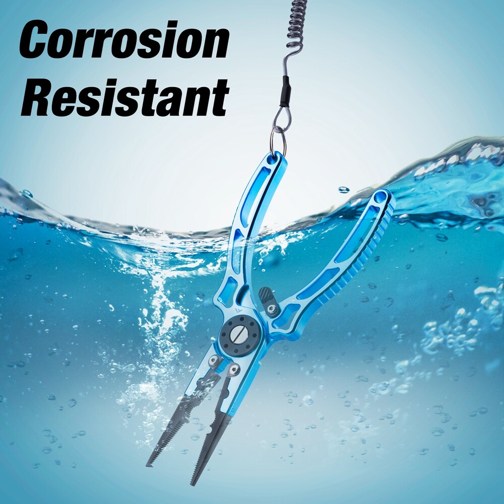 FLISSA 8" Aluminum Fishing Pliers Saltwater Corrosion Resistant Split Ring Plier