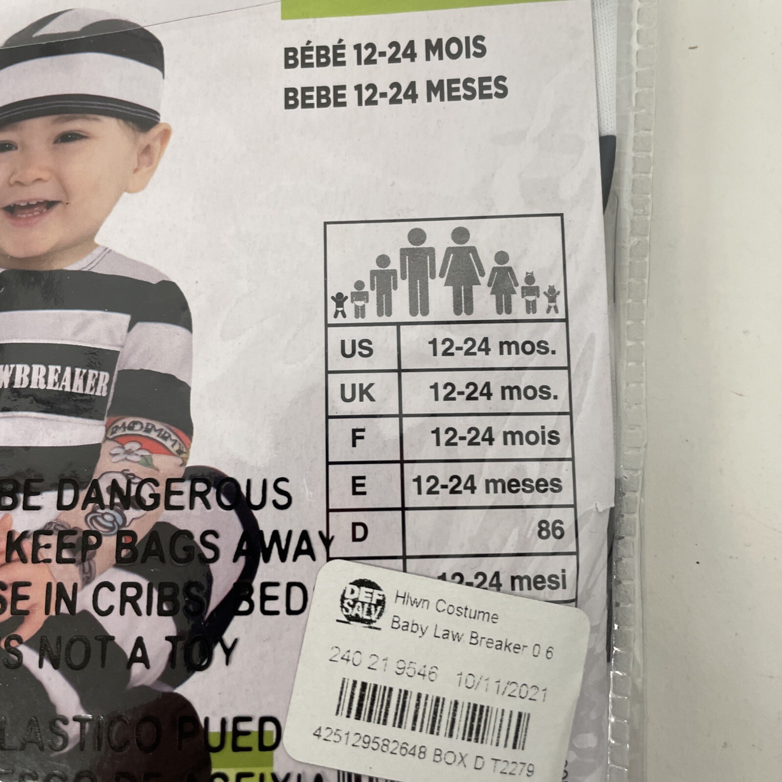 Lil' Law Breaker Jail Prison 4-pc Costume | Infant 12-24 Months Halloween