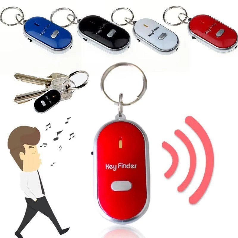 LED Anti-Lost Key Finder Key Locator Keychain Whistle Sound Control Keyring Use
