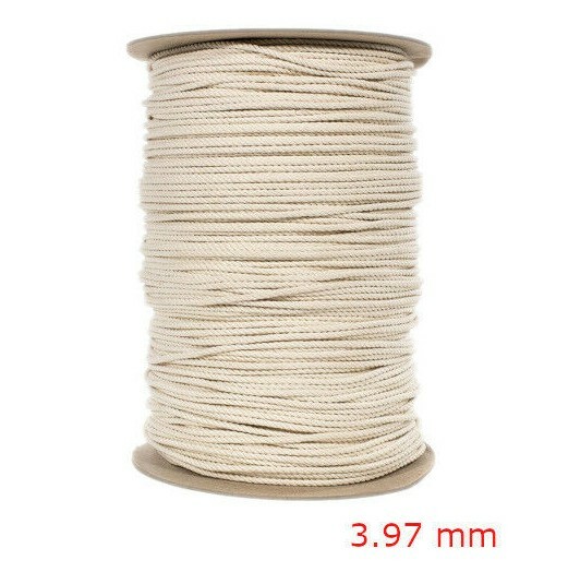 3.97 mm - 5.56 mm 100% Twisted Natural Cotton Rope White Cord - Craft Macrame
