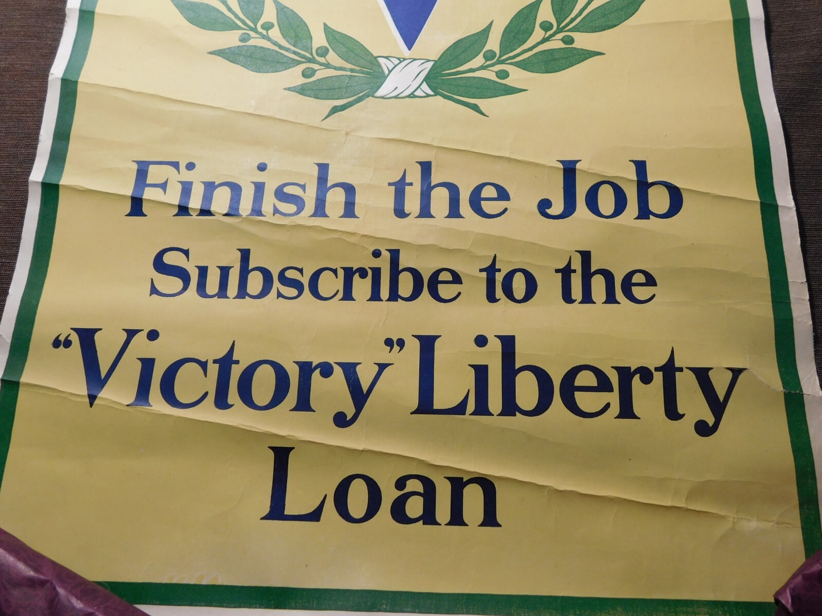 Vintage WWI World War 1 Victory Liberty Loan Poster, Used