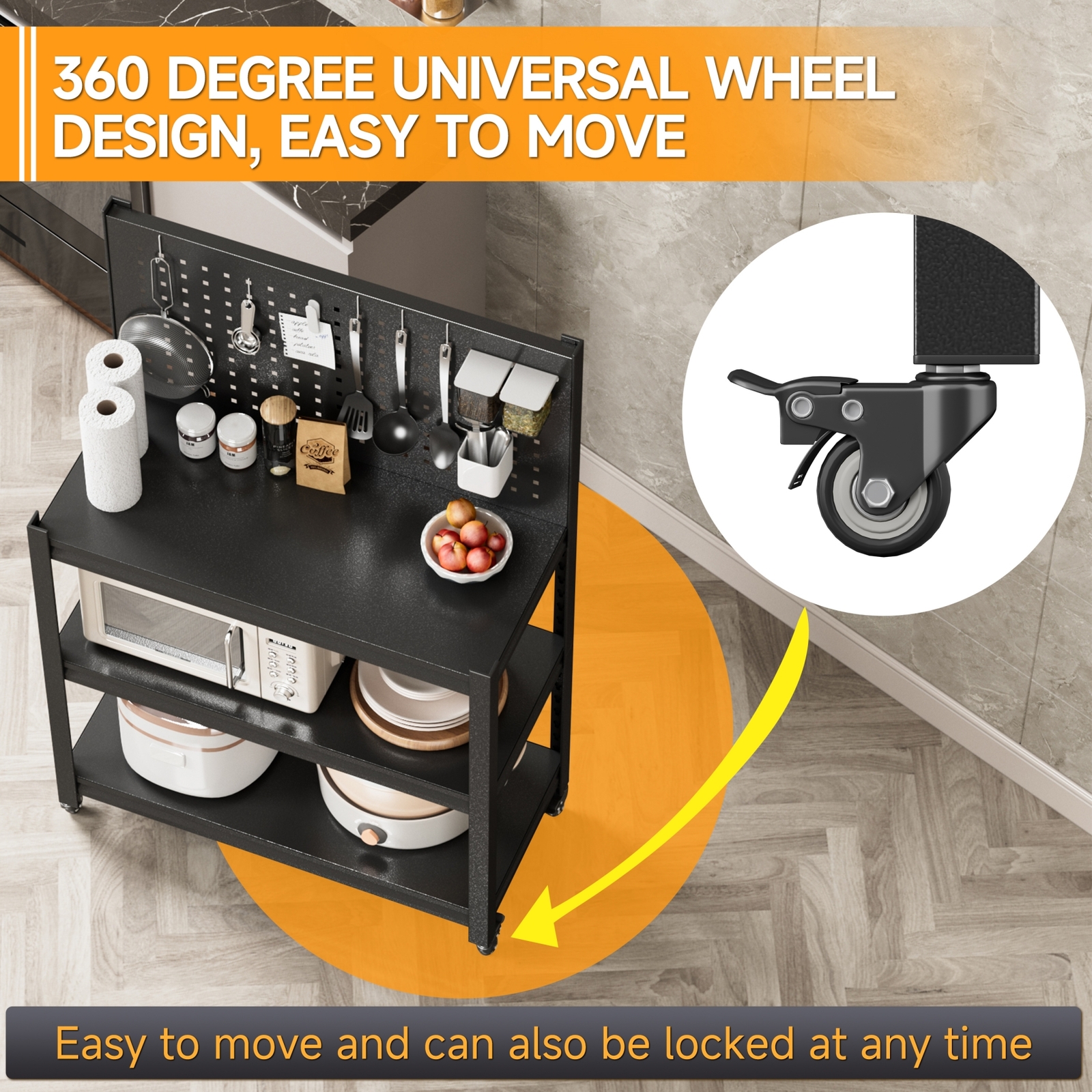 Roling Garage Workbench with Pegboard Adjustable Height Movable Storage Shelving