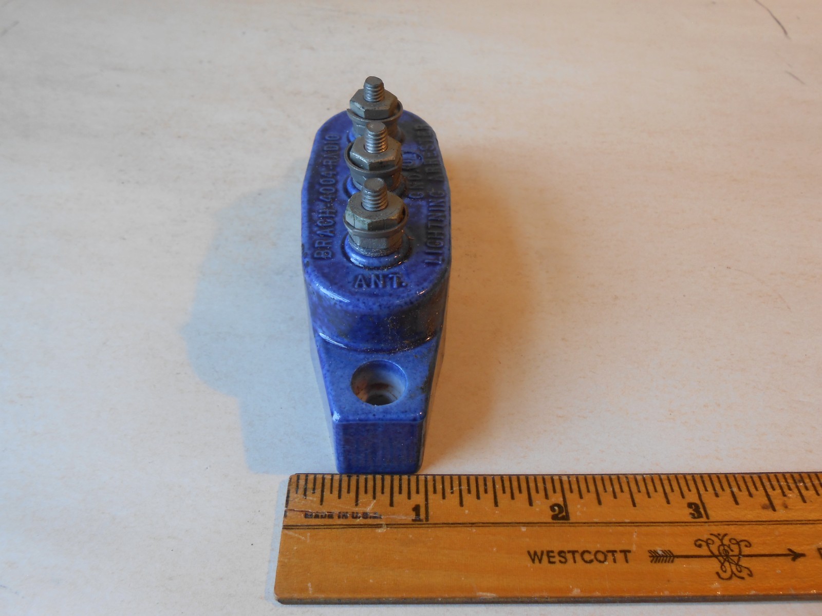 BRACH 4004 RADIO LIGHTNING ARRESTER BLUE PORCELAIN