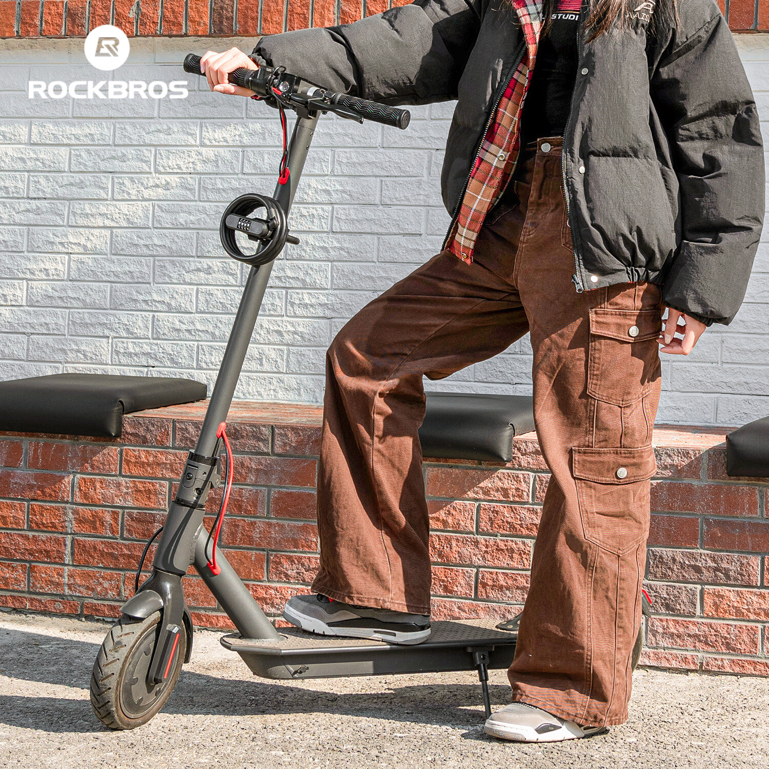 ROCKBROS Scooter Lock Compact Portable Combination Lock Carbon Steel with Cable