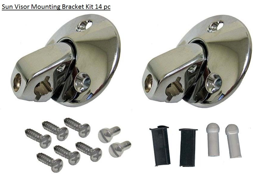 65-72 GM Sunvisor Support Brackets w/ Bushing Tips & Hardware Camaro Chevelle