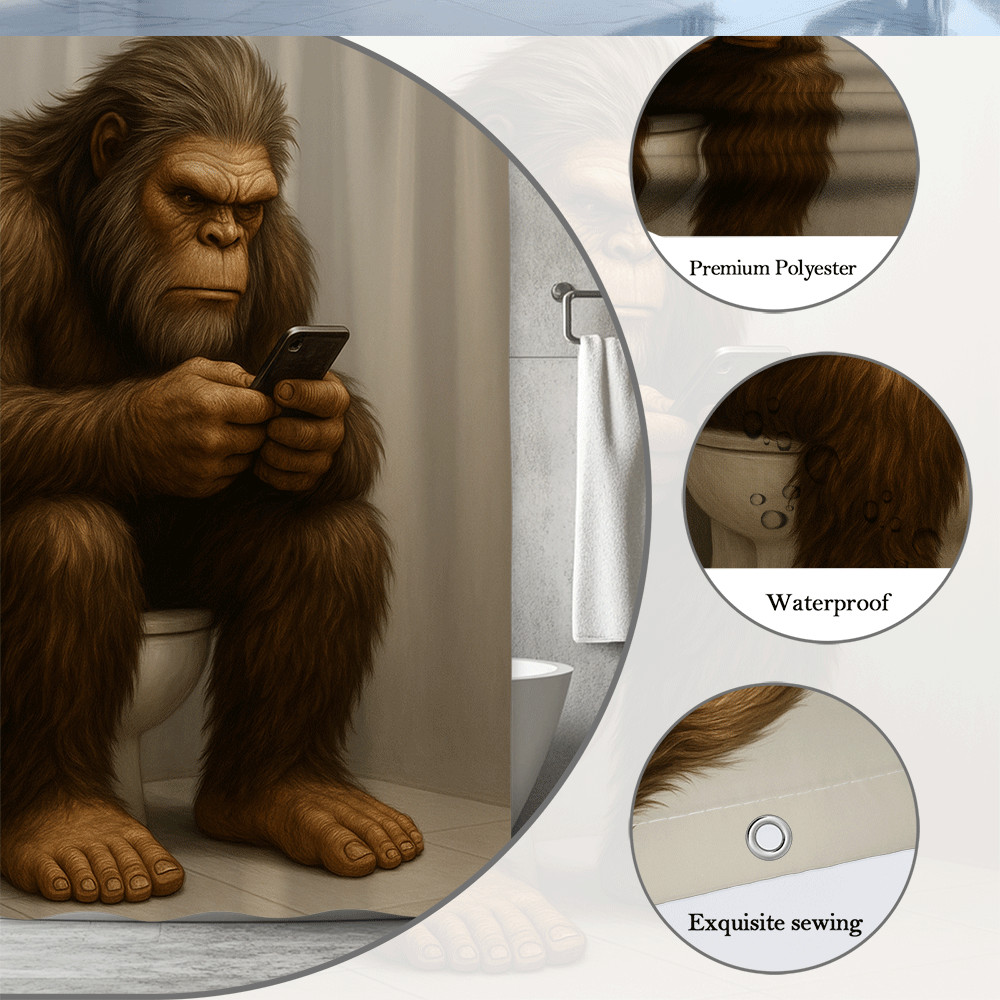 Funny Sasquatch Shower Curtain - Unique Bathroom Decor