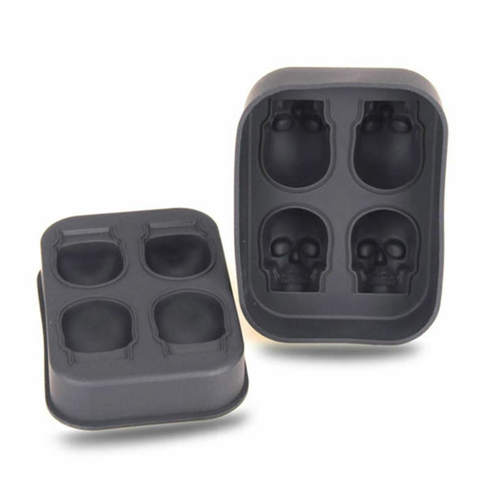 3D Skull ICE Cube Tray Maker Silicone Ball Mold Whiskey Cocktail Halloween Party