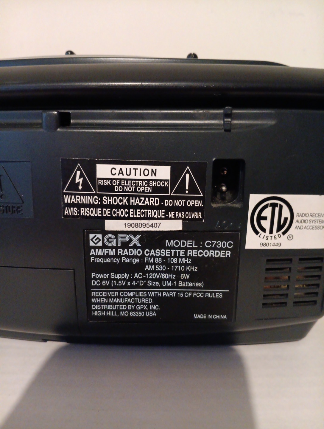 Vintage GPX C730C AM FM Radio Cassette Recorder Boombox Portable Player