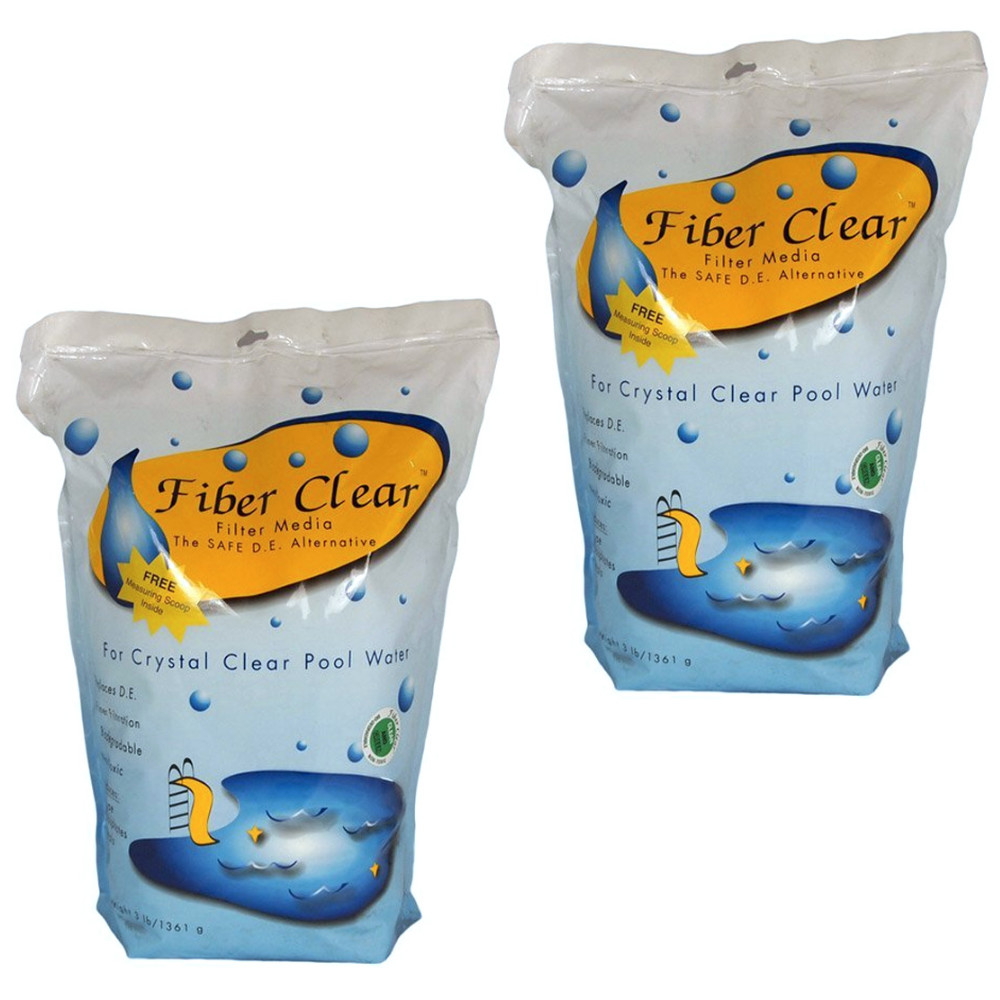 2 Pk- Fiber Clear 3 Lb Cellulose Media DE Alternative for Pool DE Filters 4003DC
