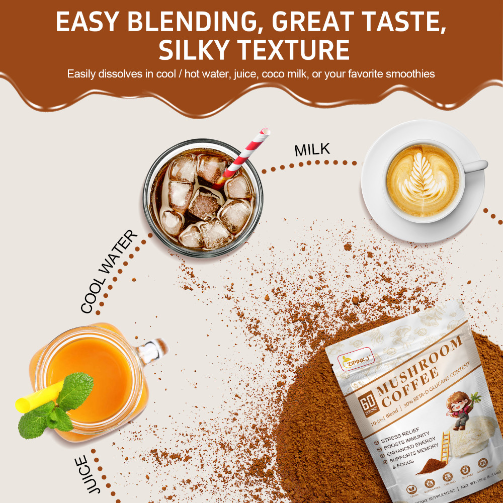 New Mushroom Coffee Organic Coffee 60 Servings in One Pack, No Odor, Exp 12/2027