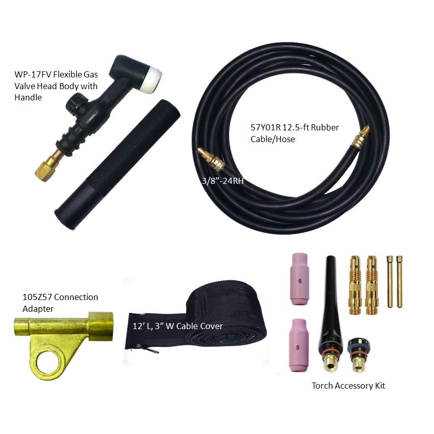 WeldingCity® TIG Welding Torch Package WP-17FV Flex-Valve 150A 12.5-ft Air-Cool
