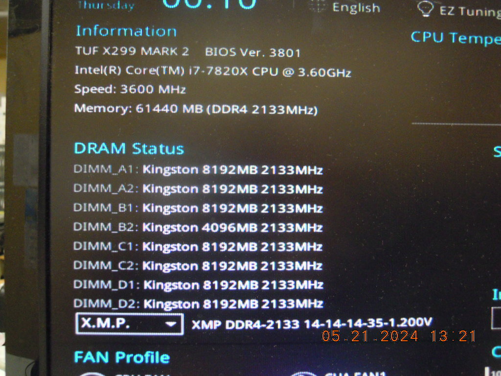 ASUS TUF X299 MARK 2 LGA2066 DDR4 Motherboard & i7-7820X *Latest BIOS * WINS 11