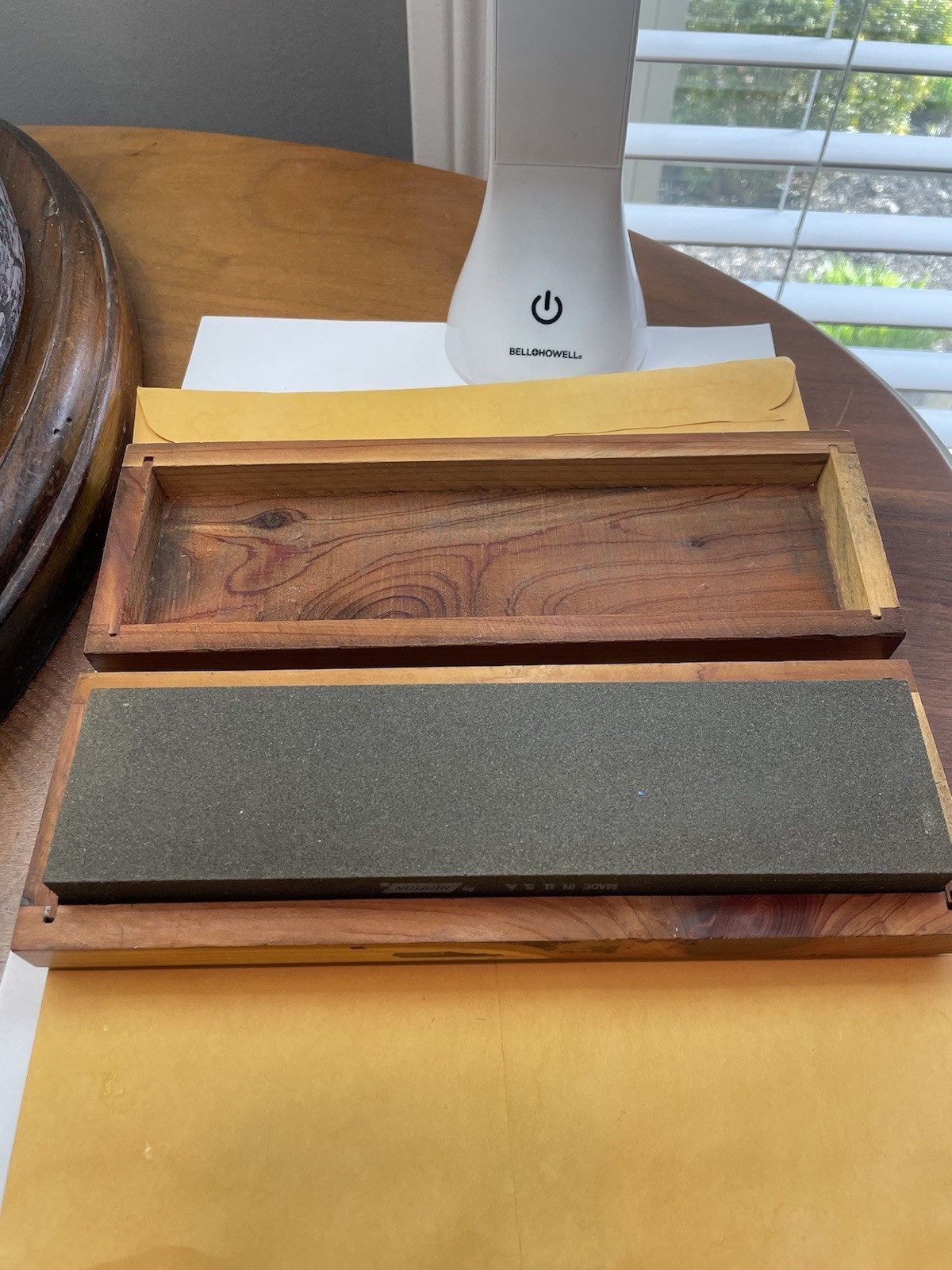 Vintage Norton 1B8 India Dual Side Sharpening Stone 9x3x2 Rosewood Box Near Mint