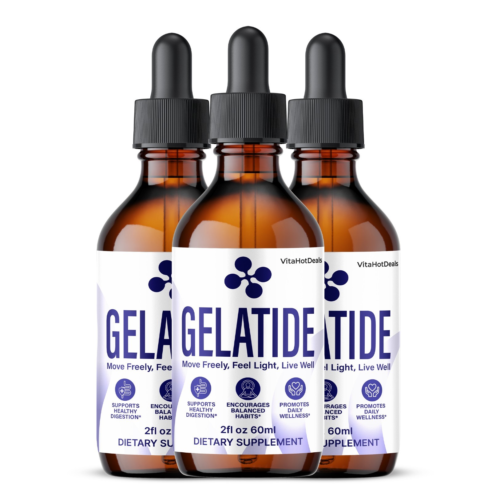 Gelatide Liquid Supplement, All Natural Formula, Gela Tide Drops (3 pack)