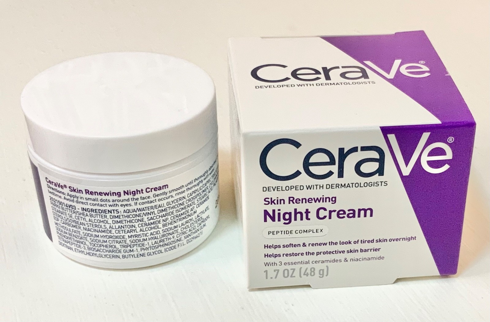 CeraVe SKIN RENEWING Face Night Cream w/ Peptide Complex. Hyaluronic Acid