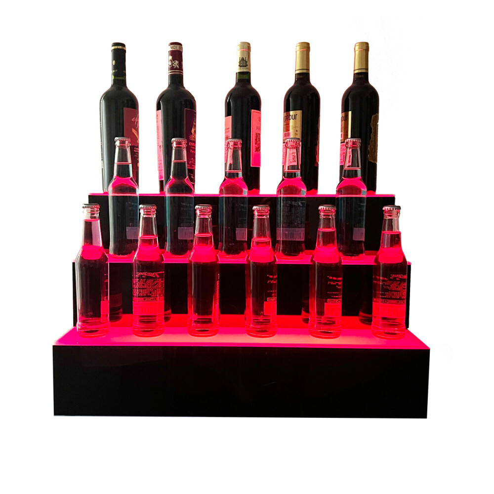 31"MultiColor LED Lighted Liquor Bottle Display 3 Tier for Home Commercial Bar