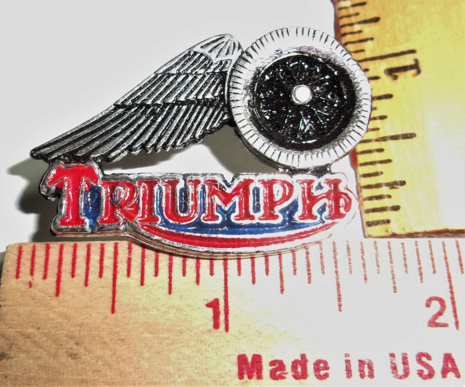 Triumph pin vintage collectible old British motorcycle pinback biker memorabilia