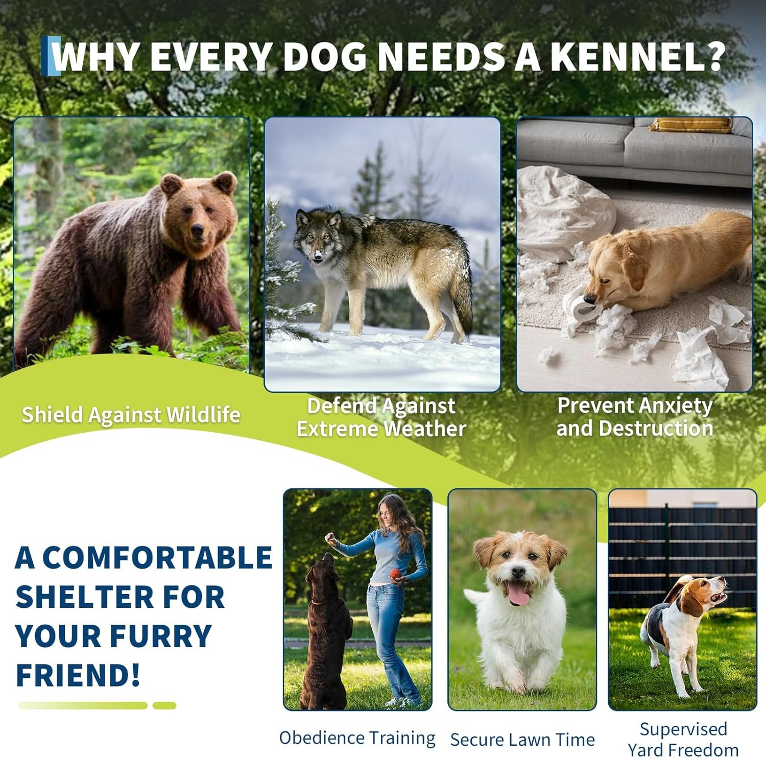 Large Dog Kennel Outdoor with Roof Heavy Duty Dog Enclosure Outside Pet Fence