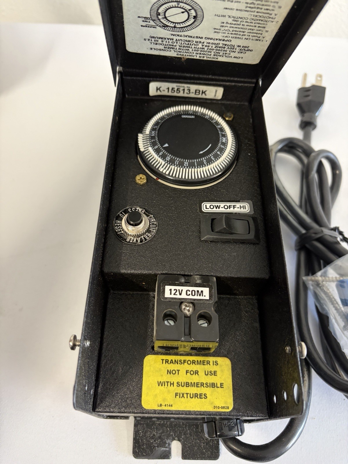 Kichler K-15513-BK Low Voltage Landscape Lighting Transformer w/ Timer