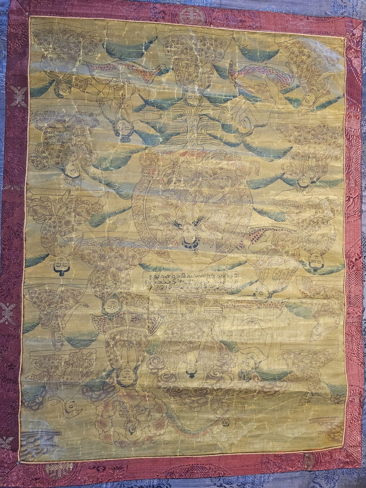 RARE ANTIQUE THANGKA PAINTING 9 DRALA BROTHERS TIBET BUDDHISM MASTERPIECE