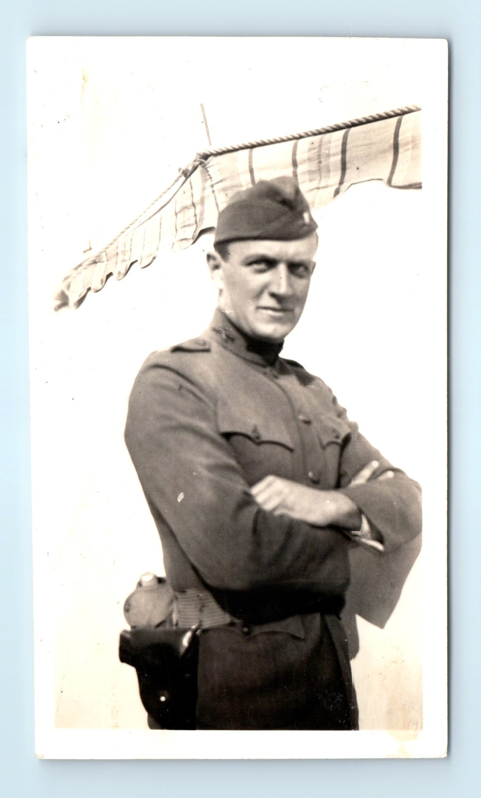 WWI Army Soldier With Pistol Photograph