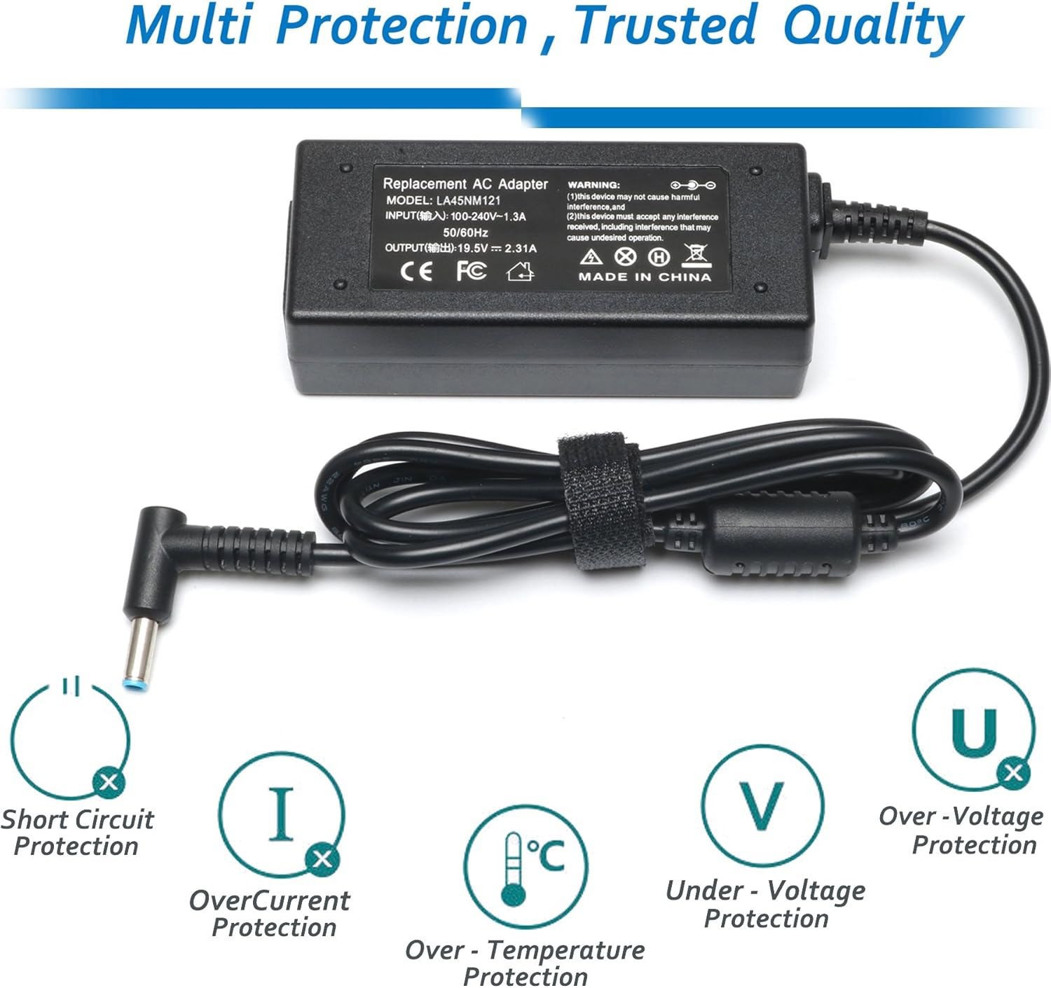 45W 19.5V 2.31A AC Adapter Charger For Hp Laptop Model15 Pavilion Power Cord