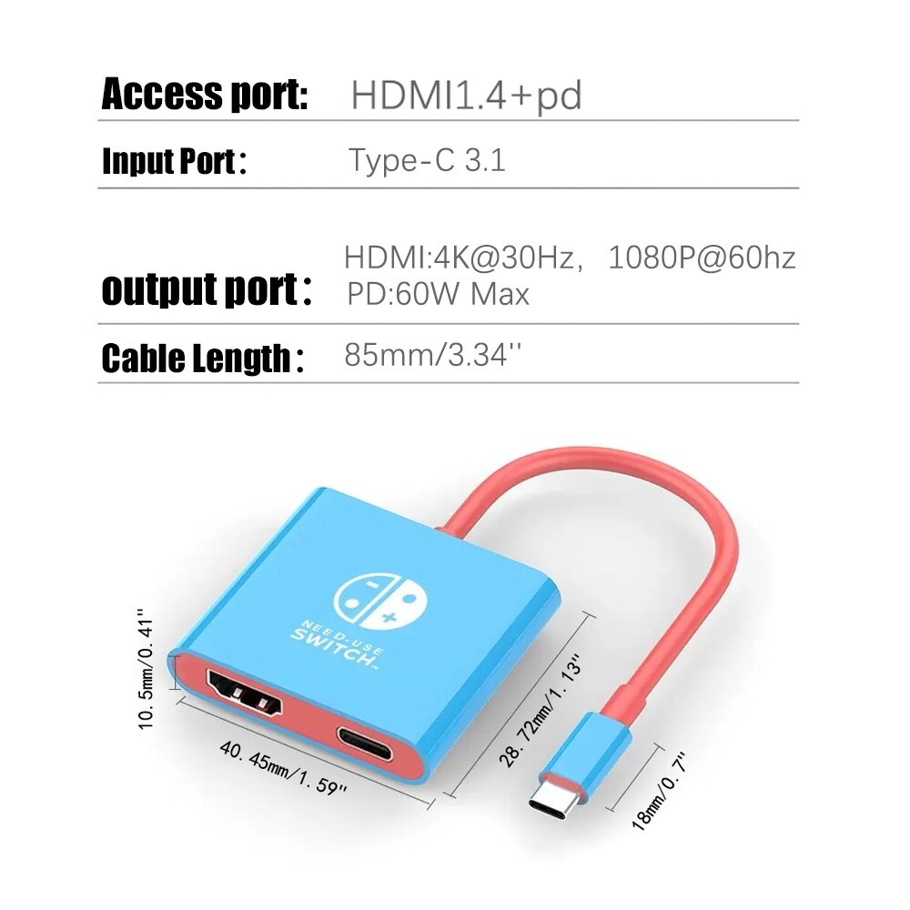 HDMI TV Dock Nintendo Switch Docking Station OLED Replacement Adapter USB 3.0