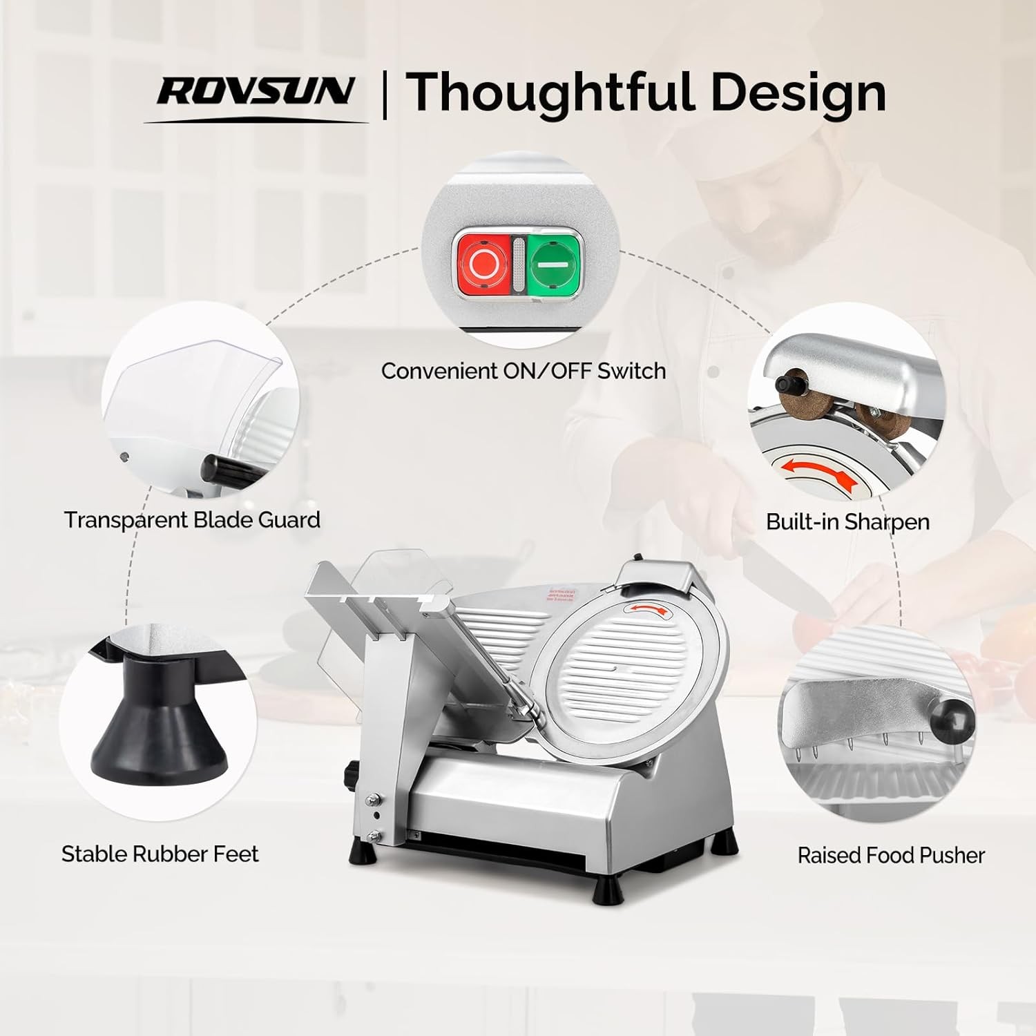 12 inch Commercial Meat Slicer, 270W Electric Frozen Deli Meat Slicer Machine