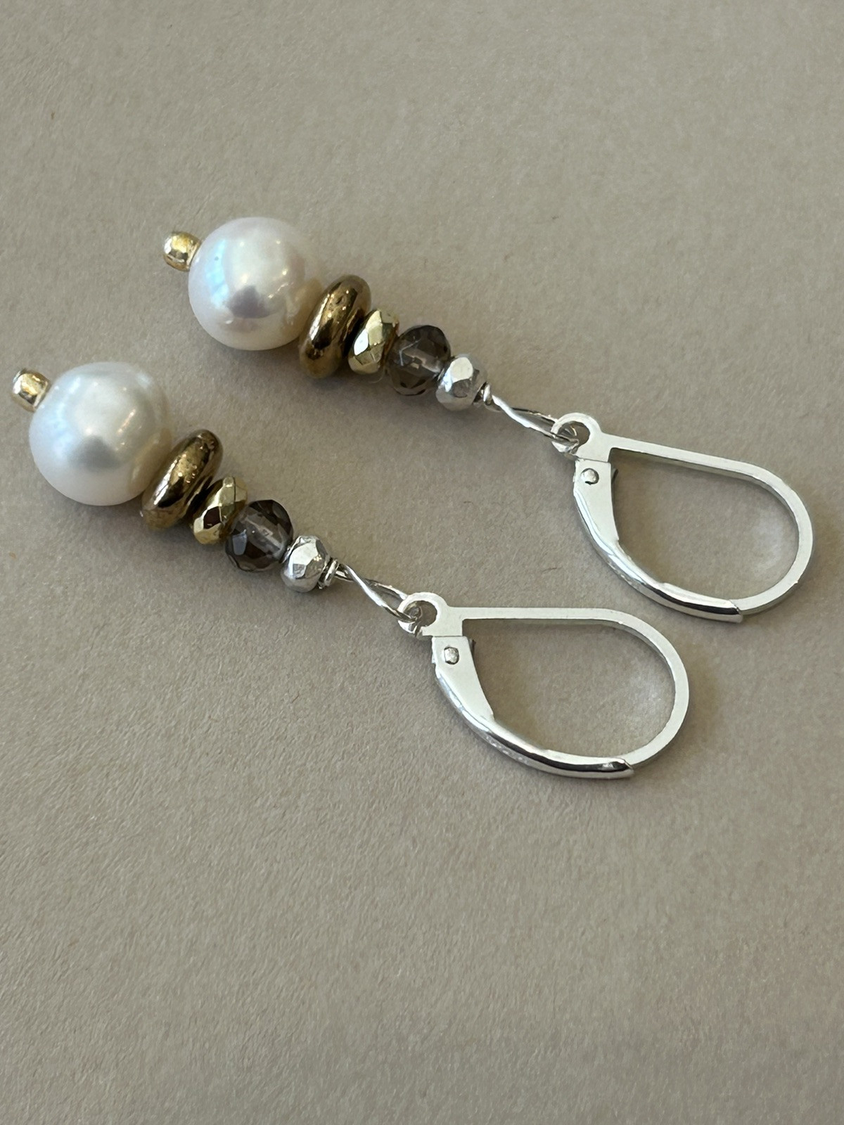 FW Pearl Sterling Silver Earrings White Earthy Bronze Sundance Treasures
