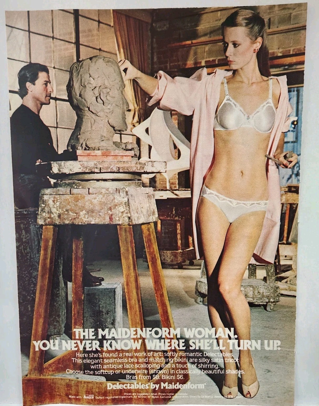 1981 Maidenform Long Legs Sexy Hot Girl Bra Lingerie Delectables Print Ad