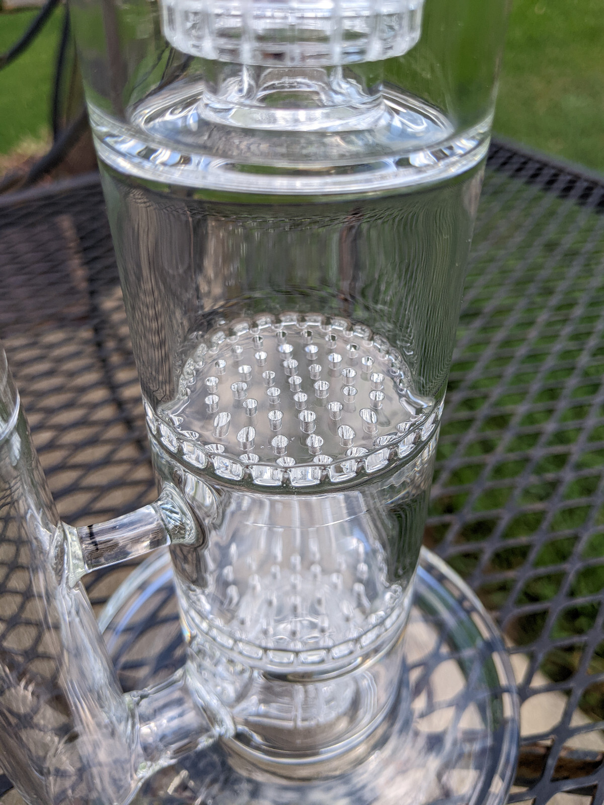 14" inch Glass Water Pipe Bong 4 Percolators - 2 Honeycomb Percs + 2 Matrix Perc