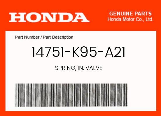 Honda Genuine Spring, In. Valve - 14751-K95-A21