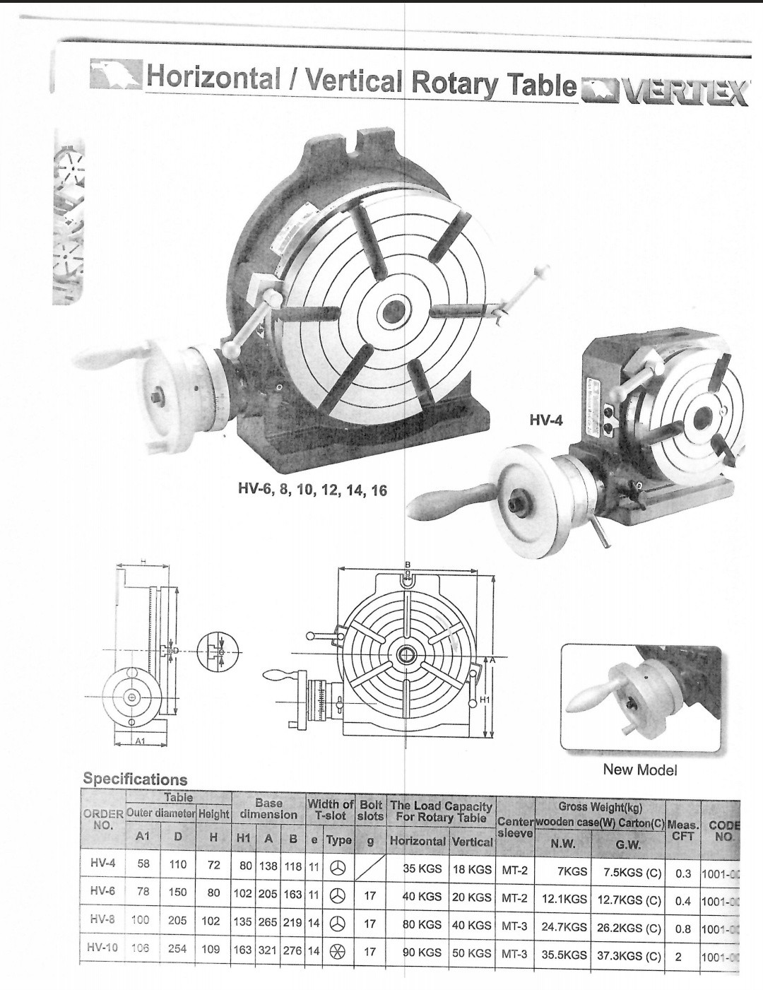 VERTEX HV-6 (4-Slot) 6" Horizontal/Vertical Rotary Table with 4-Slot Face Plate