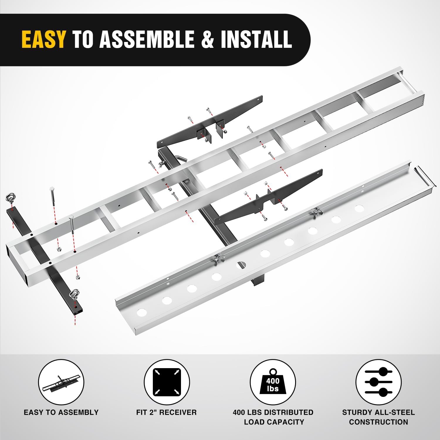 Nilight Motorcycle Hitch Carrier 400LBS Robust Aluminum Dirt Bike Hitch Hauler