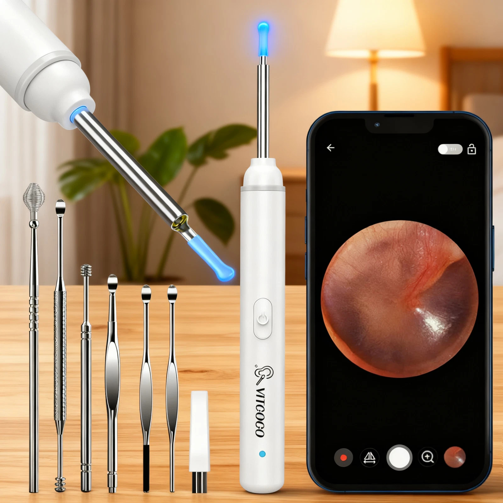 Ear Wax Removal Kit: 1920P HD Camera & 8-Pc Ear Set for iPhone, iPad & Android