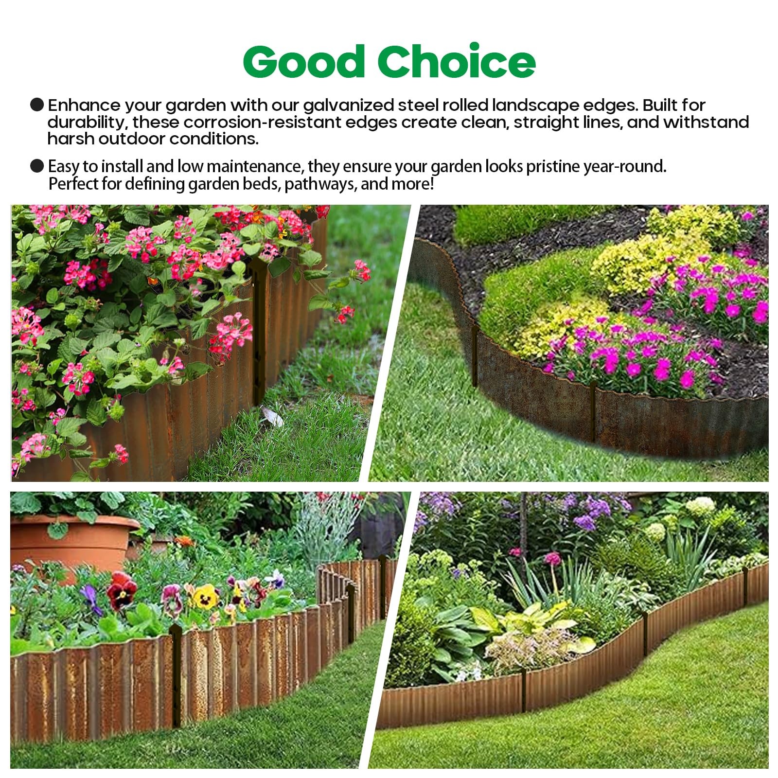 Corrugated Metal Garden Edging,Sturdy Tall Landscape Edging Borders with 6pcs...