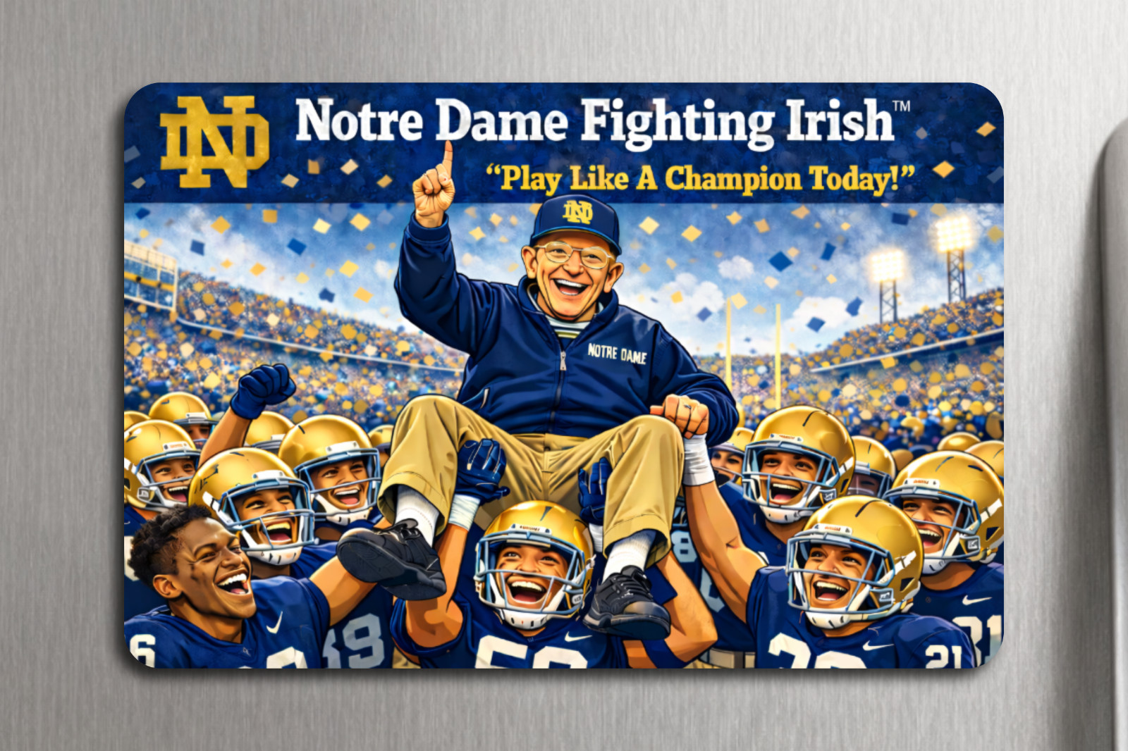 3x2 Sports Notre Dame Fighting Lou Holtz Fridge Refrigerator Magnet Football