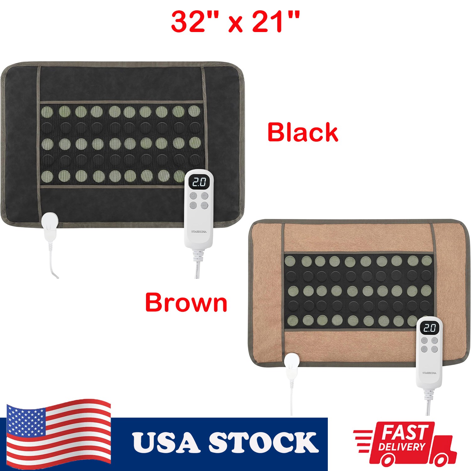 32" x 21" Far Infrared Heating Pad for Back, Shoulders, Cramps, Pain Relief