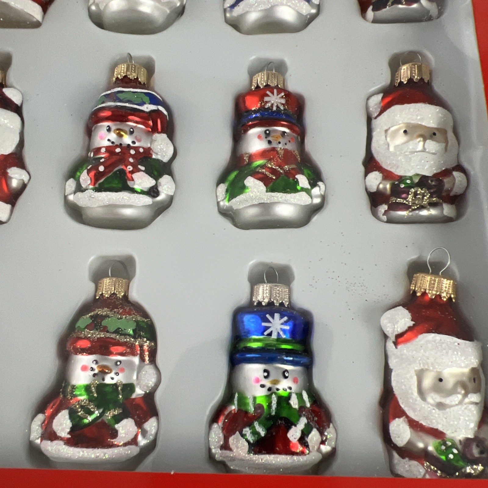 Christmas Ornament Northlight Mini Snowmen Santas Glass 12 Count Winter New
