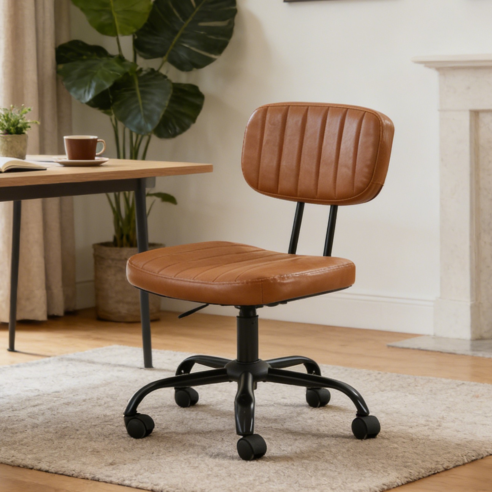 Home Office Computer Desk Chair Ergonomic Armless Swivel Rolling Work Task Chair