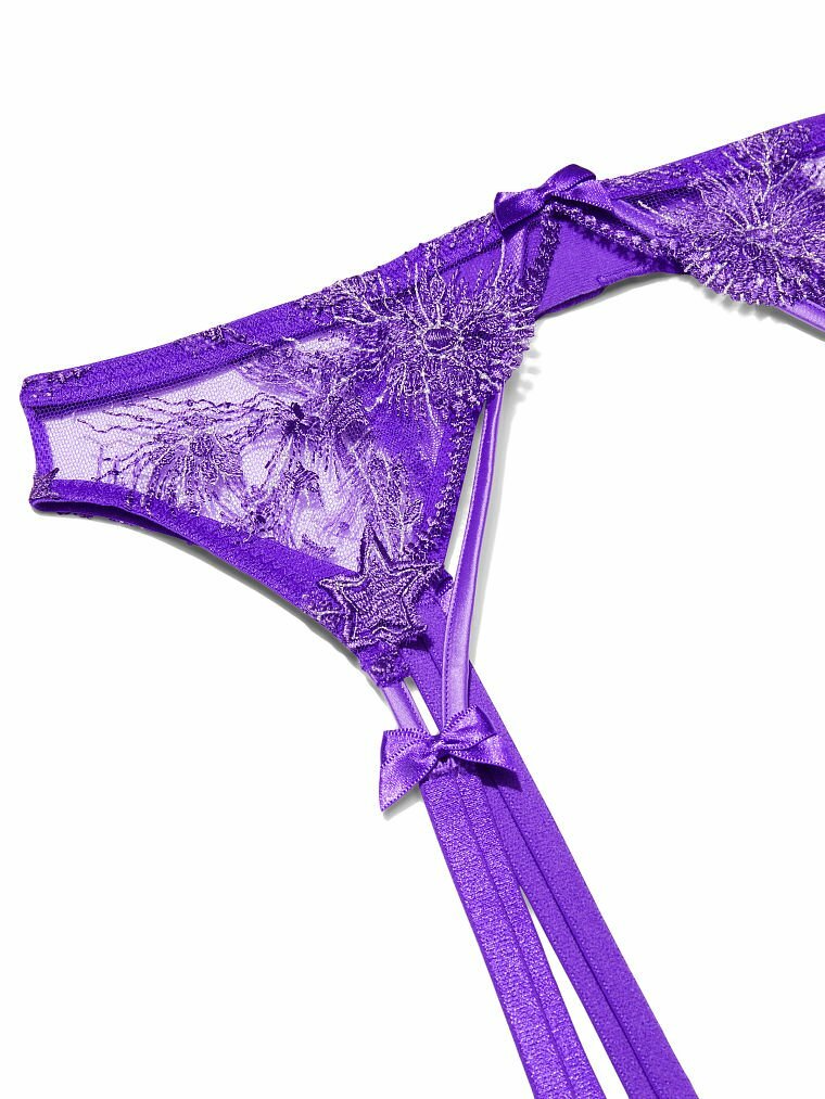 VICTORIAS SECRET VERY SEXY STARSTRUCK LACE EMBROIDERED GARTER BELT XS/S M/L NWT